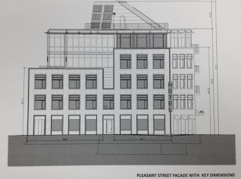 The proposed facade of 250 Main boutique hotel.