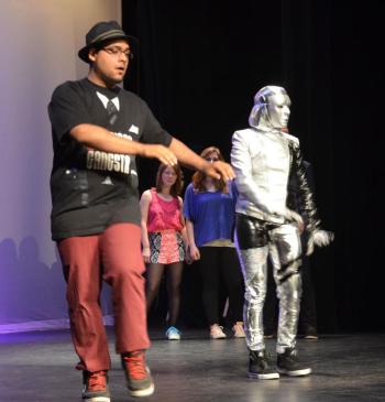 Carlos Andrade, a student at Wayfinder Schools, and Kea Tesseyman. (Photo by Lynda Clancy)