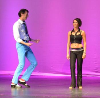 Colin Page and Jessica Libby in another number, doing the West Coast Swing. (Photo by Lynda Clancy)