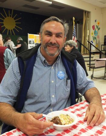Dave Miramant stops by to enjoy a little ice cream. (Photo by Chris Wolf)