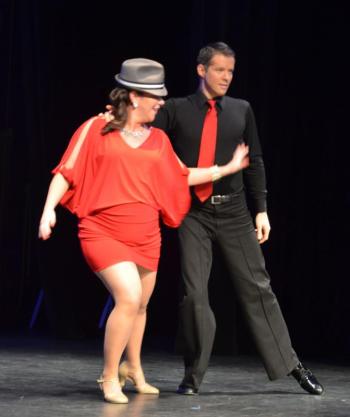 Local Star Jennifer Ross- Boshes, who is many months pregnant, dances with Christian Clayton. (Photo by Lynda Clancy)