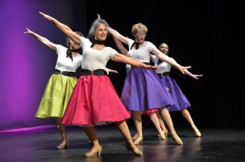 Tapdancers with the Rockport Dance Conservatory perform to “Chattanooga Choo Choo.” (Photo by Lynda Clancy)