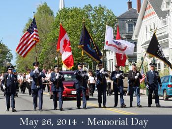 A color guard leads the 2013 Memorial Day parade in Camden, just one of the many Midcoast communities that honors the men and women who have died while serving in the U.S. military. This post includes a comprehensive list of area Memorial Day