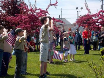 Reciting the Pledge of Allegiance in Rockland at Chapman Park on Memorial Day 2014. (Photo by Allysa McCluskey)
