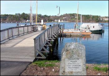 Fees for slips at Thompson Wharf (known locally as Thompson’s Wharf), will likely go up this year. How much has been the subject of some debate among city officials. The dock offers a sheltered location in Belfast’s inner harbor but fewer amenities than nearby private facilities. (Photo by Ethan Andrews)