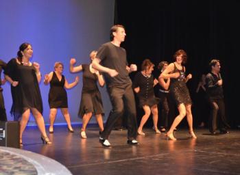 With enthusiasm, dancers took the stage at the Camden Opera House May 9 for a grand opening of the sixth annual Dancing with Local Stars, a fundraiser for Wayfinder Schools (formerly the Community School). (Photo by Lynda Clancy)