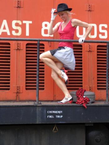Dancing at the Belfast and Moosehead lake Railroad Museum. (Courtesy Mary Jean Crowe)