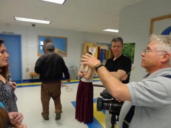 Filmmaker Ned Lightner setting up a shot. (Courtesy Mary Jean Crowe)