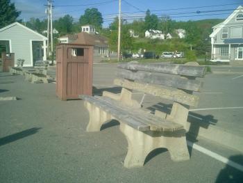 The benches and the trash containers were young Kirk Newcombe’s Eagle Scout project in 1998. They’ve held up very well, going into their 16th season. (Photo courtesy Diane O’Brien)