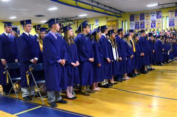 The Medomak Valley Class of 2014 is presented to the audience. (Photo by Ron Hawkes)