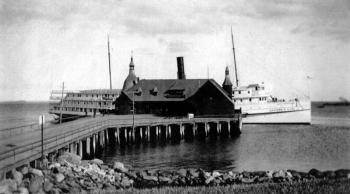 The City of Rockland berths at a Rockland wharf. (Photo courtesy Walsh History Center/Camden Public Library)