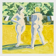 Lois Dodd, Two Nudes and Clothesline, 2004