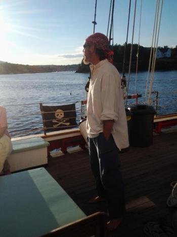 A pirate looks for inspiration to impress his lady friend. (Photo by Kay Stephens)