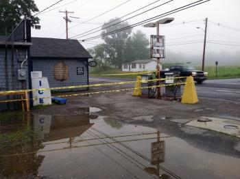 Goose River Grocery on Swan Lake Avenue in Belfast on July 16, the morning after a fire reportedly caused significant damage to the interior of the business. (Photo by Ethan Andrews)
