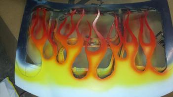 The flames cut out with a plasma cutter and painted. (Photo courtesy Jaden Eaton)