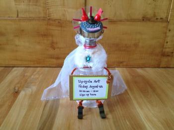 Nanci Kendall calls this critter “Ursula”, an upcycle creation. (Photo by Sheila Polson) upcycle