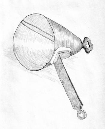 This is the ice cream scoop that Florence Pitcher carried in her apron pocket while Asa rowed them around the pond. (Drawing by Diane O’Brien) drawing