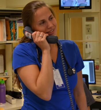 Pen Bay Medical Center’s Katie Holm in the emergency department. (Photo by Lynda Clancy)