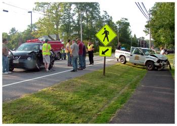 A view facing north on Northport Avenue at the site of a two-vehicle accident Wednesday afternoon. (Photo by Ethan Andrews)