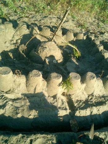A neighboring ?temple? sand castle