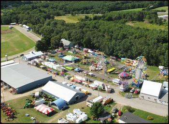 The Union Fair as seen from the seat of Acadian Seaplane’s R44 helicopter