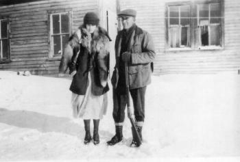 Elsie & Joe Nickerson in 1921, soon after their marriage. Elsie would stay the winter with her new husband at his wood-cutting camp off Slab City Road.
Photo courtesy of the Lincolnville Historical Society elsie & joe nickerson