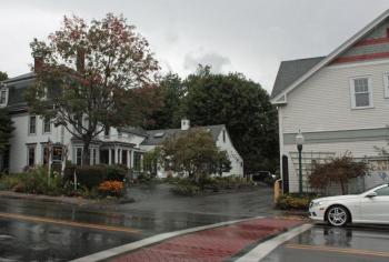 The Hartstone Inn shares a common driveway off Route 1 in downtown Camden with Rite Aid Pharmacy.