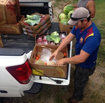 Donated fruits and vegetables from Walmart are delivered for Opal and Rosie. (Photo courtesy Endangered Ark Foundation)