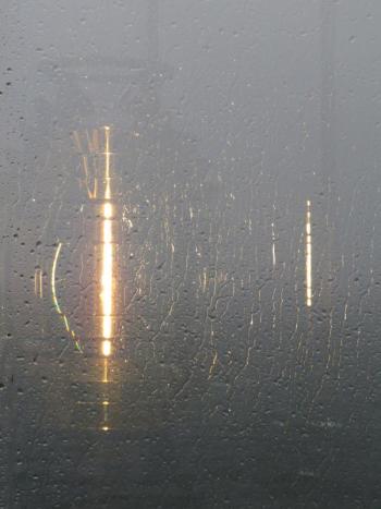 Owls Head light shines through the weather. (Photo courtesy