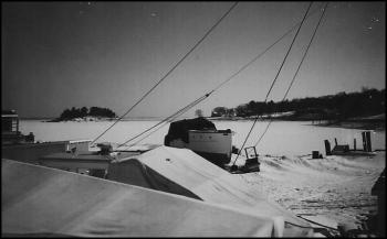 A frozen Camden Harbor, 1971. (Photo by Barbara F. Dyer)