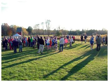 The scene outside Troy Howard Middle School in Belfast during the Busline League middle school cross-country championships, Oct. 20. (Photo by Ethan Andrews)