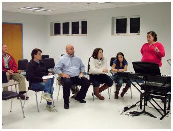 Teacher Sonya Verney gives a presentation on the BAHS Academic Team. (Photo by Ethan Andrews)