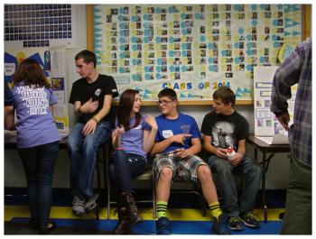Students in the lobby of the high school during the open house, Oct. 23. (Photo by Ethan Andrews)