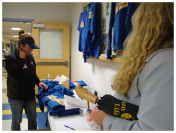 Belfast Area High School t-shirts on display. (Photo by Ethan Andrews)
