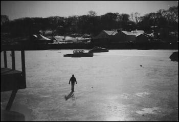Camden Harbor froze over in 1971, so much so that one could walk across it. (Photo by Barbara F. Dyer)