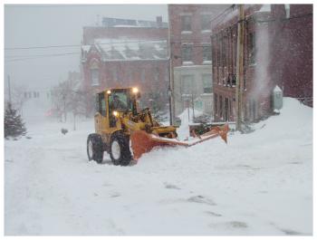 A city plow near the post office, Belfast. (Photo by Ethan Andrews)
