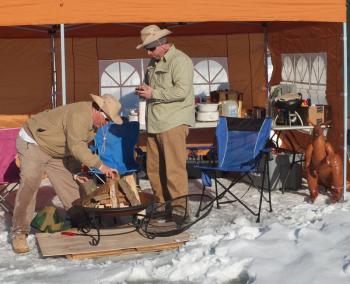 The Aussie contingent sets up on the pond. #toboggannationals