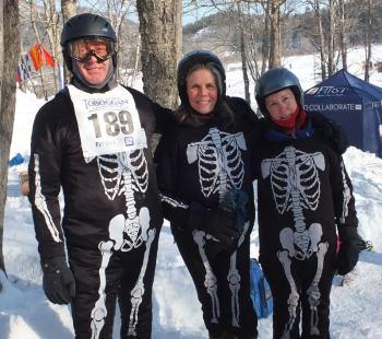 From left, Megunticook Rowing includes Mark Vannorsdall, Jana Halwick and Tory Dibner. #toboggannationals