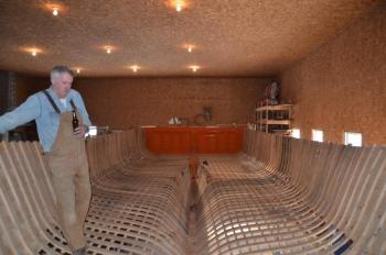 The boat will be 13 feet at the transom, 14.10 at its widest beam. (Photo by Lynda Clancy)