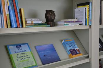Some of the books on the shelves at Borden Cottage.