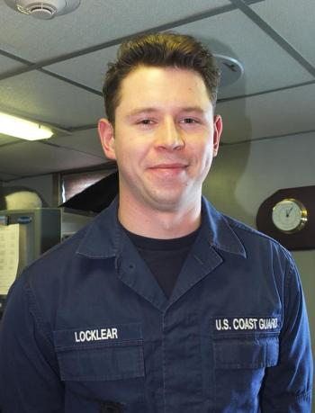‘Thunder Bay’s Eric Locklear, seaman. Locklear maintains the deck, ice, rust, paint, anything deck-wise. He said the Coast Guard has given him a lot of opportunities and that not everyone gets to steer a 700-ton boat and break ice when they are 23 years old.