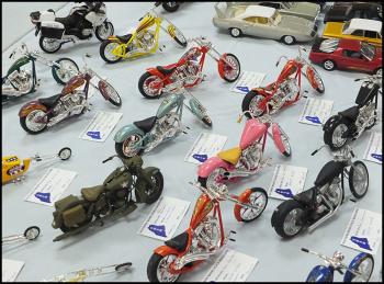Model motorcycles on display from the Southern Main Scale Modelers Association.