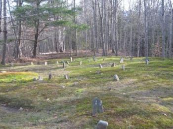 Norton Cemetery near Belfast and Joy Roads intersection; plain fieldstones mark the graves.
Photo courtesy of Lincolnville Historical Society norton cemetery