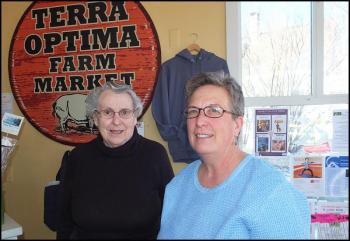 Lois Stackpole-Alley, Meals on Wheels Director and Cheryl Denz owner and operator of Terra Optima Farm and Market. (Photos by Chris Wolf)