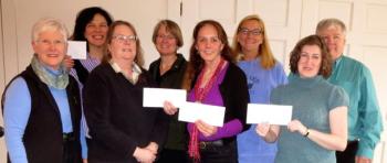 Volunteers and organization recipients of funds from the Share the Love Community Auction are (left to right) Marty Rogers, St. Peter’s; Meg Klingelhofer, New Hope for Women; Chipper O’Connell and Jane Bennett, Camden Christian Food Pantry; Evelyn Donnelly, Knox County Homeless Coalition; Louise MacLellan, Rockland City Council (Food and Kitchen coordinator); Meredith Batley, Knox County Health Clinic; and Mike Grondin, St. Peter’s.