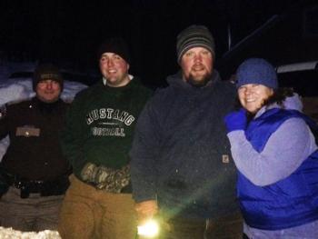 Citizens giving back what the thieves stole. Pictured form left are Waldo County deputies Kyle Wasiela and Jon Shaw, and Adam Way and Tracy Boardman. (Photo courtesy Waldo County Sheriff’s Department)