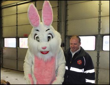the Easter Bunny and Waldoboro fire Chief Paul Smeltzer.