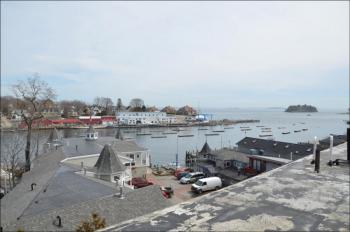 A view over Camden Harbor, from the top of 16 Bay View. (Photo by Lynda Clancy)