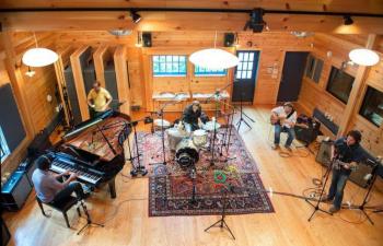 Another shot of the band recording at HEARSTUDIOS. (Photo courtesy Jason Spooner).