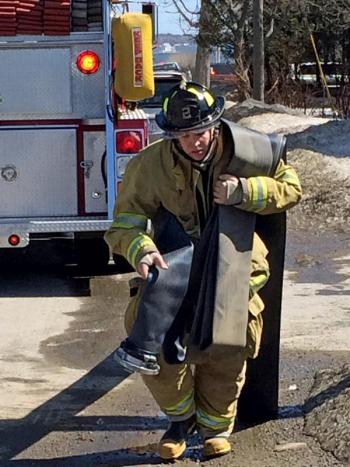 Hauling line in Rockland Wednesday afternoon. (Photo by Dave Munson)